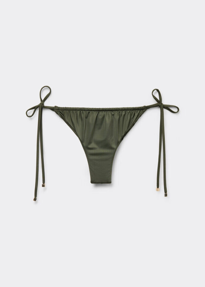 Saten Brezilya Kesimli İpli Bikini Altları