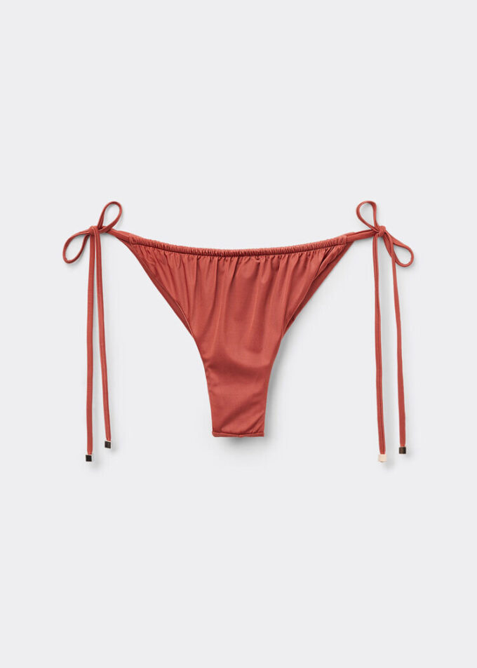 Saten Brezilya Kesimli İpli Bikini Altları