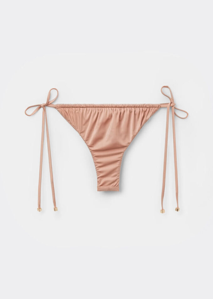 Saten Brezilya Kesimli İpli Bikini Altları