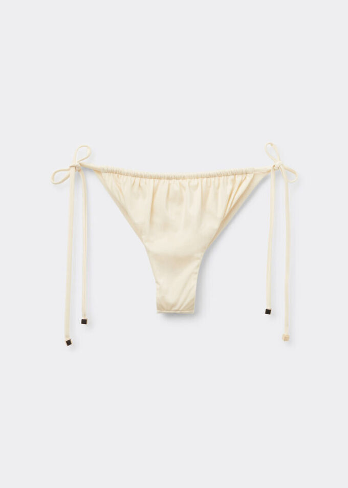 Saten Brezilya Kesimli İpli Bikini Altları