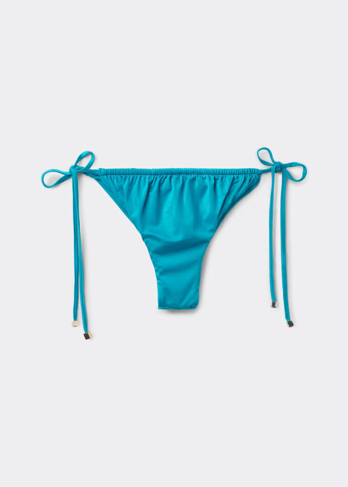 Saten Brezilya Kesimli İpli Bikini Altları
