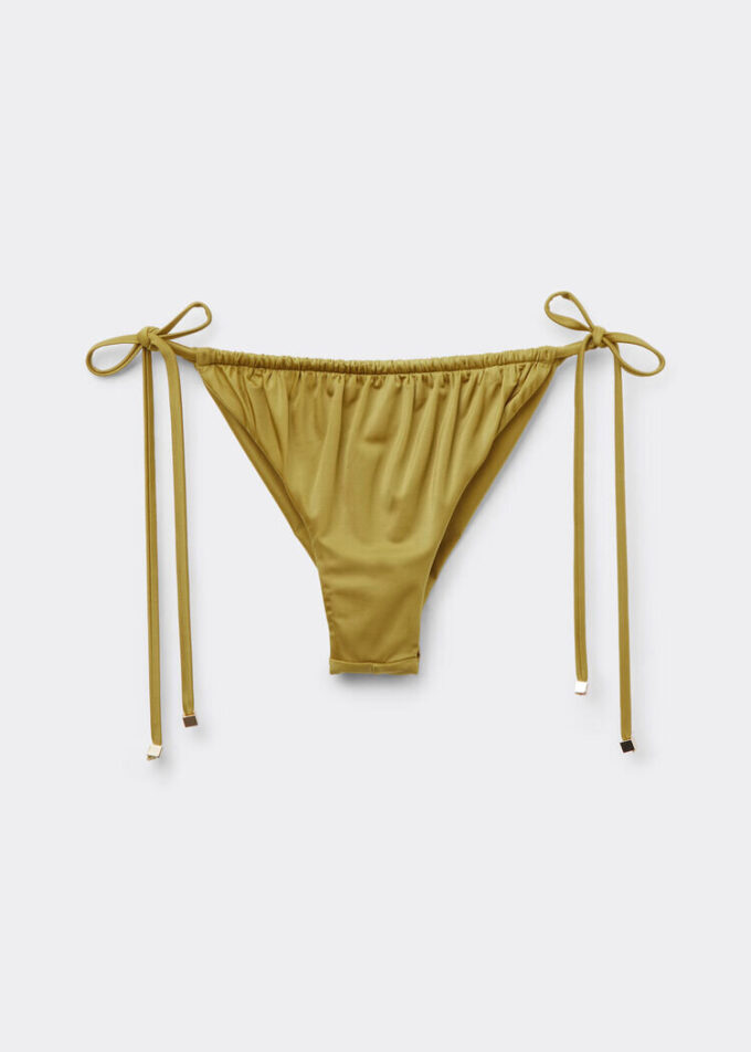 Saten Brezilya Kesimli İpli Bikini Altları