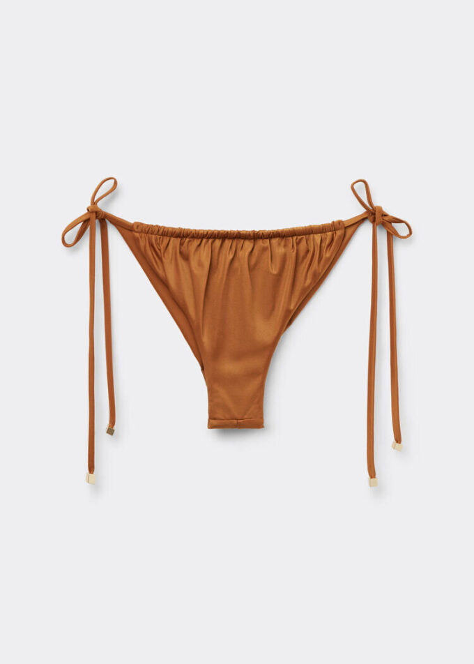 Saten Brezilya Kesimli İpli Bikini Altları