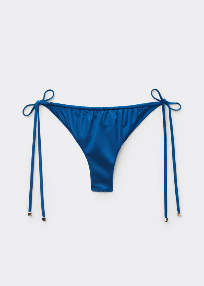Saten Brezilya Kesimli İpli Bikini Altları