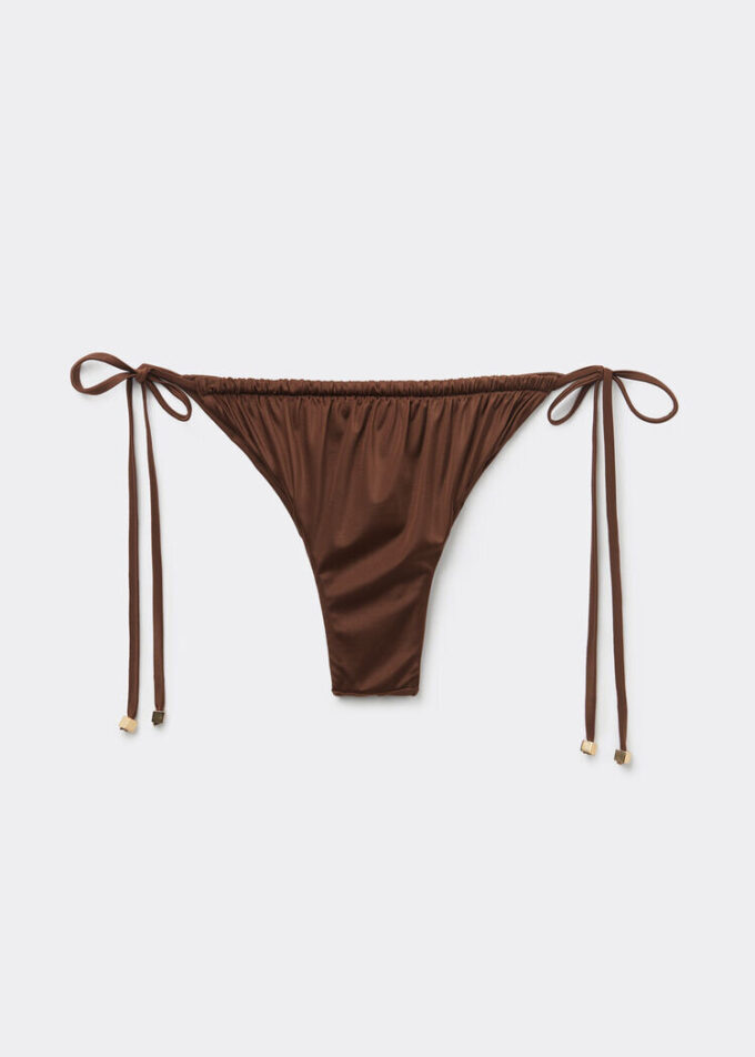Saten Brezilya Kesimli İpli Bikini Altları