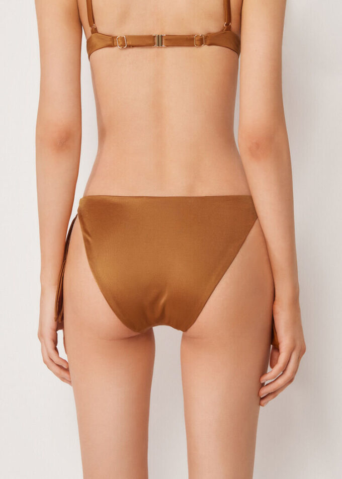 Yandan Bağlamalı Bikini Slip Parlak Saten
