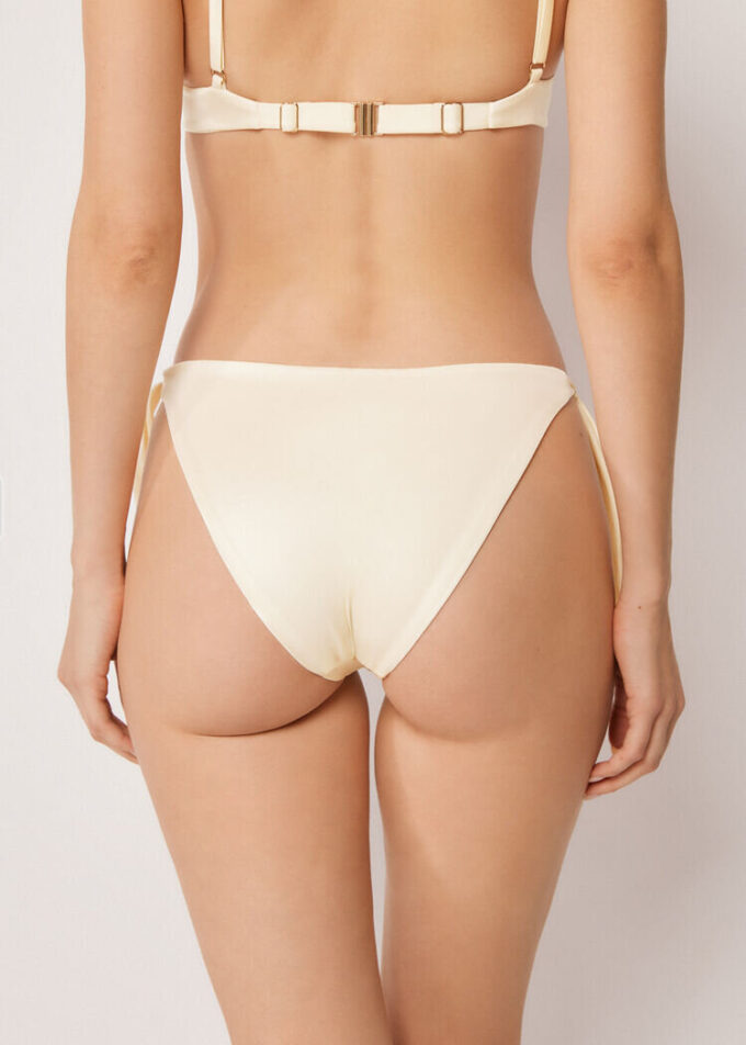 Yandan Bağlamalı Bikini Slip Parlak Saten